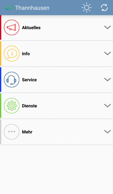 App Thannhausen Menü